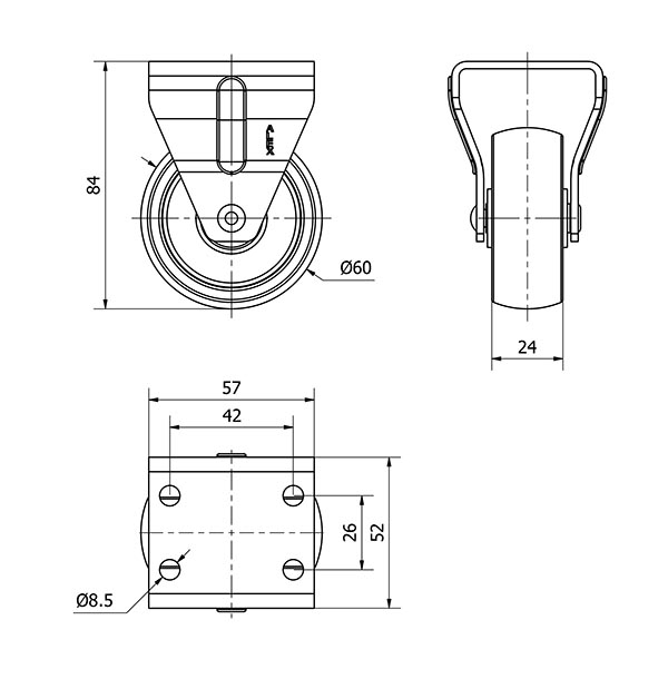 ALEX*Rueda Giratoria Polipropileno Blanco - 17ZR40-BP62 - 2-0046