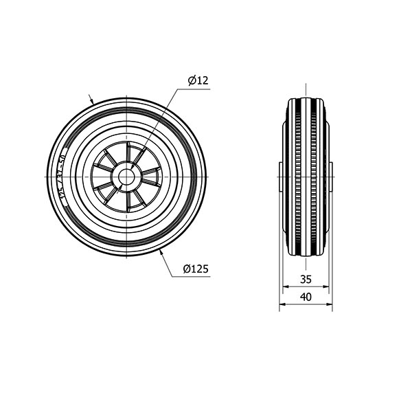 ALEX*Rueda Goma Negra - D.125 PSN125 - 2-0850