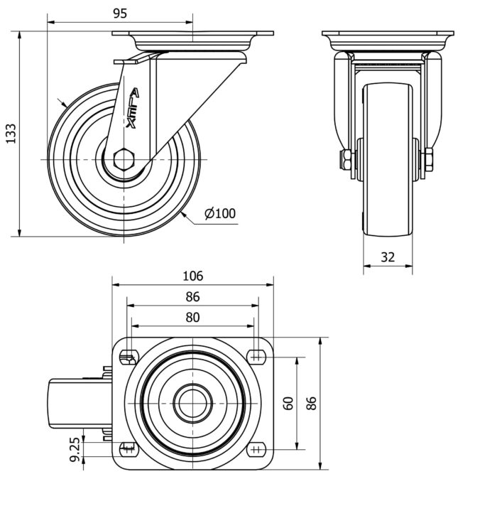ALEX*Rueda Giratoria Poliuretano - 10ZVL100 - 2-2356