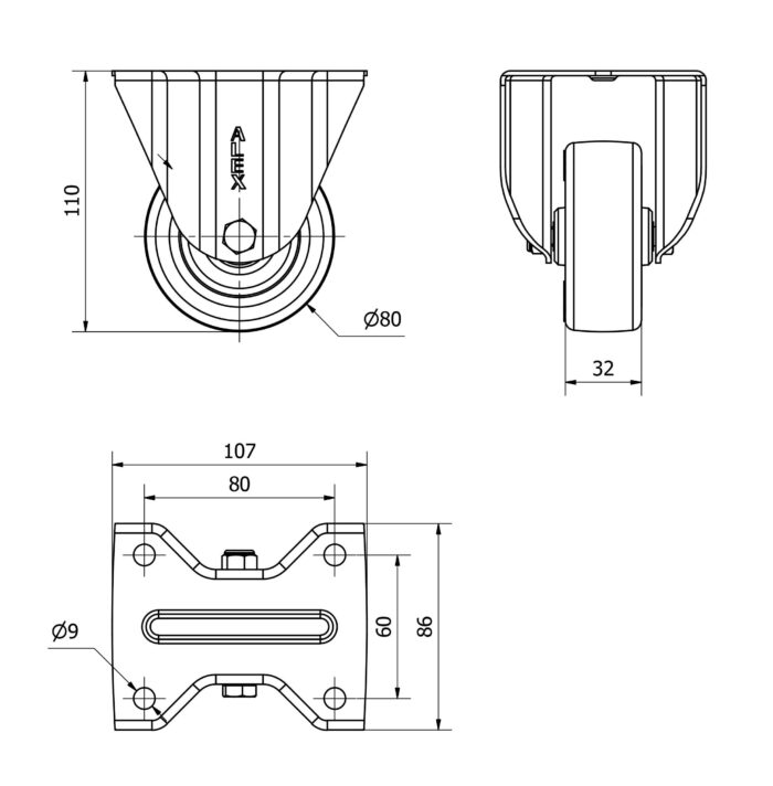 ALEX*Rueda Fija Poliuretano - 17ZVL80 - 2-2360