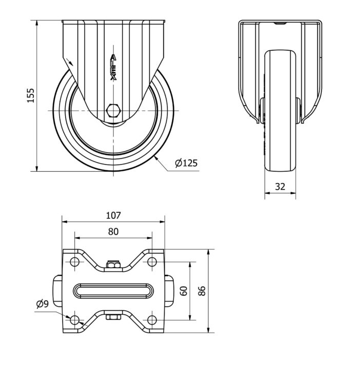 ALEX*Rueda Fija Poliuretano - 17ZVL125 - 2-2363*