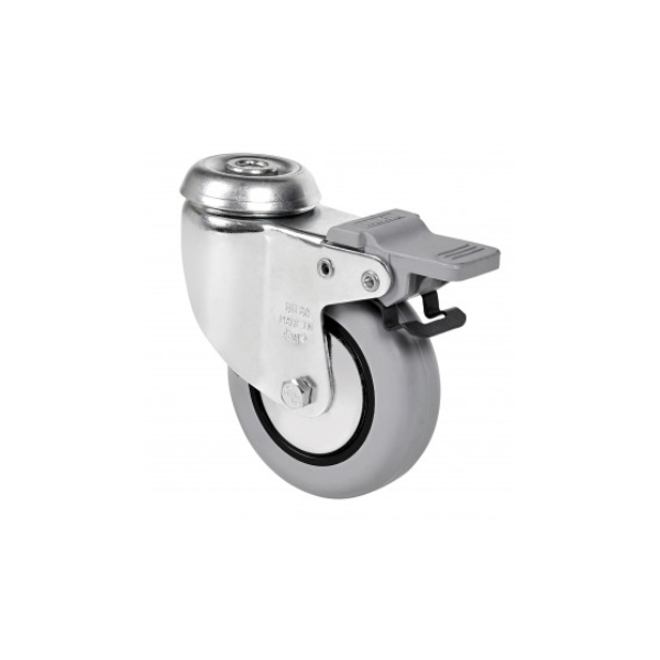 ALEX*Rueda Giratoria Goma Gris Freno Doble - 20BHFD80CP-PGI - 1-0387*