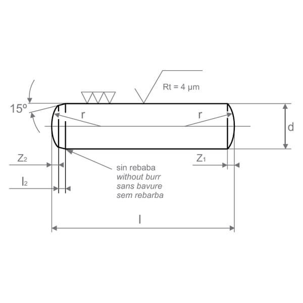 Pasador acero DIN-6325 1.3505 4x36