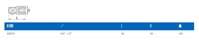 UNIOR*Adaptador 3/4" - 1/2" - 197.7/1