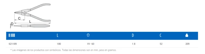 UNIOR*Alicate ext. recta 180X19-60 - 532PLUS/1DP