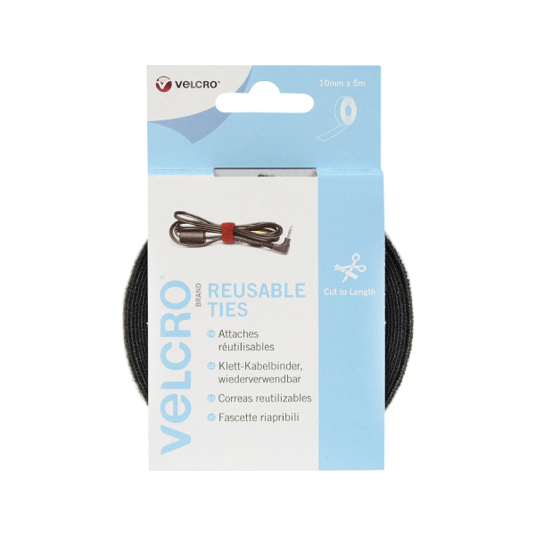 VELCRO*Cierre para cables 10mm. x 5mts. Negro
