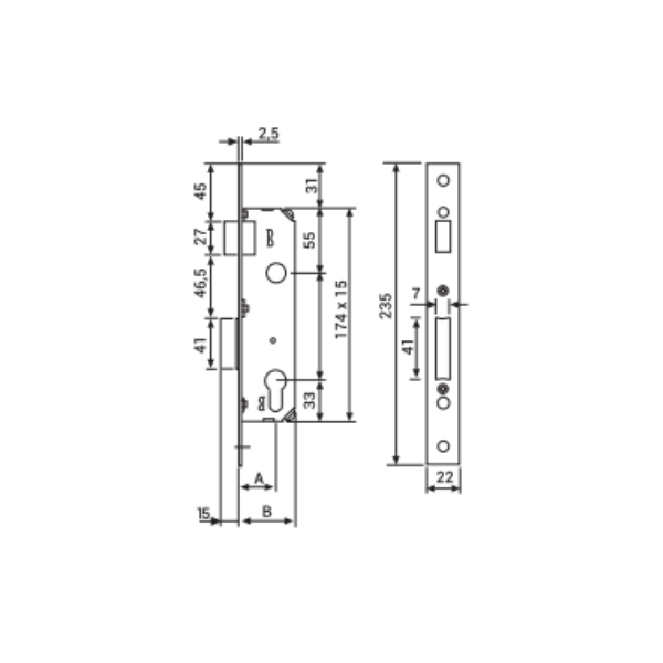 AUMON*Cerradura picaporte y palanca de 25 - 41025