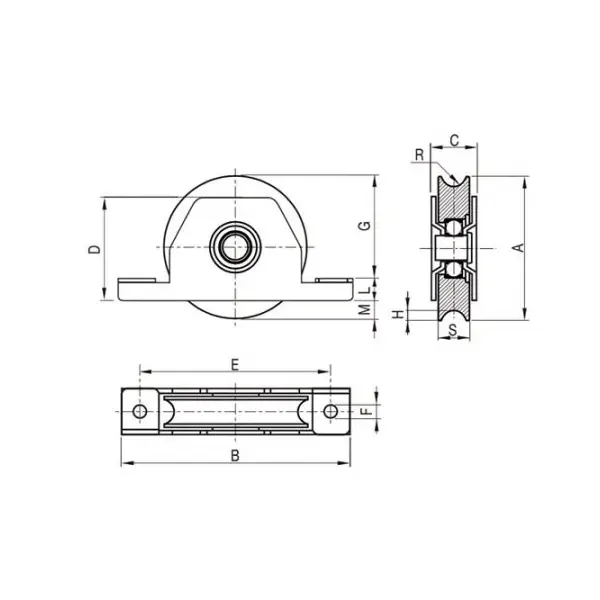 GAYNER*Rueda encastar U 090 inox - 80-227/2