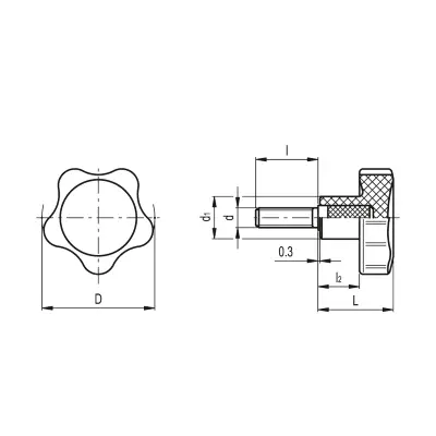 ELESA*Pomo macizo VC.692/25 p.M-5X30