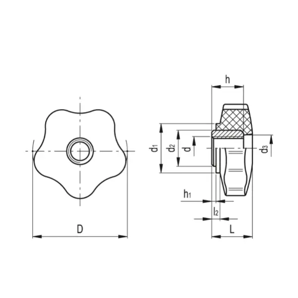 ELESA*Volante con lóbulos sin cuello VC.253/85 A-M14 *