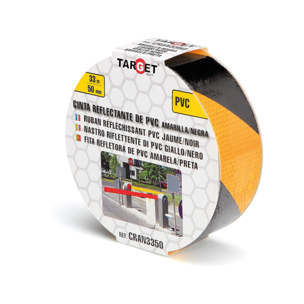 cinta reflectante amarilla_negra Cinta reflectante amarilla/negra 33m. x 50mm.