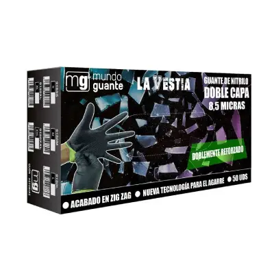 Guante bicapa zig zag - LA VESTIA - Negro - 50 uds. - T-XL