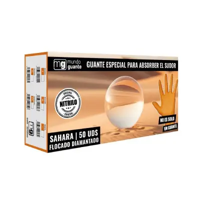 Guante nitrilo flocado - SAHARA - Naranja - 50 uds. - T-XXL